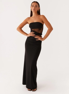 Karma Strapless Maxi Dress - Black Fall Outfit Low-Waist Classic knee-length dress Karma Strapless Maxi Dress - Black