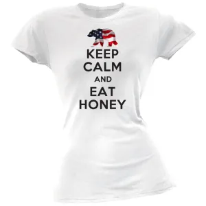 Keep Calm and Eat Honey USA Flag White Womens T-Shirt