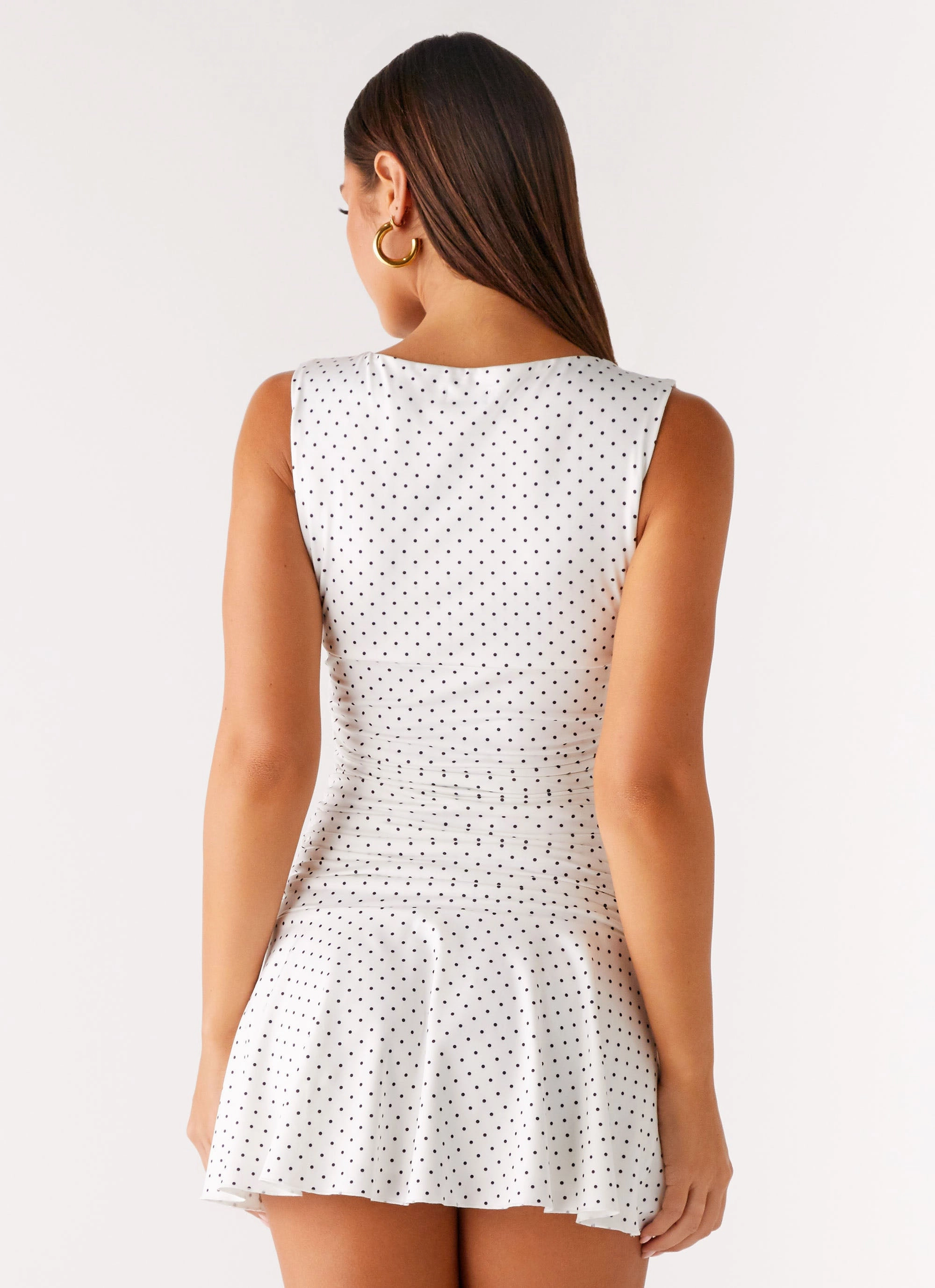Kelda Mini Dress - White Polka Dot Playful and flirty dress