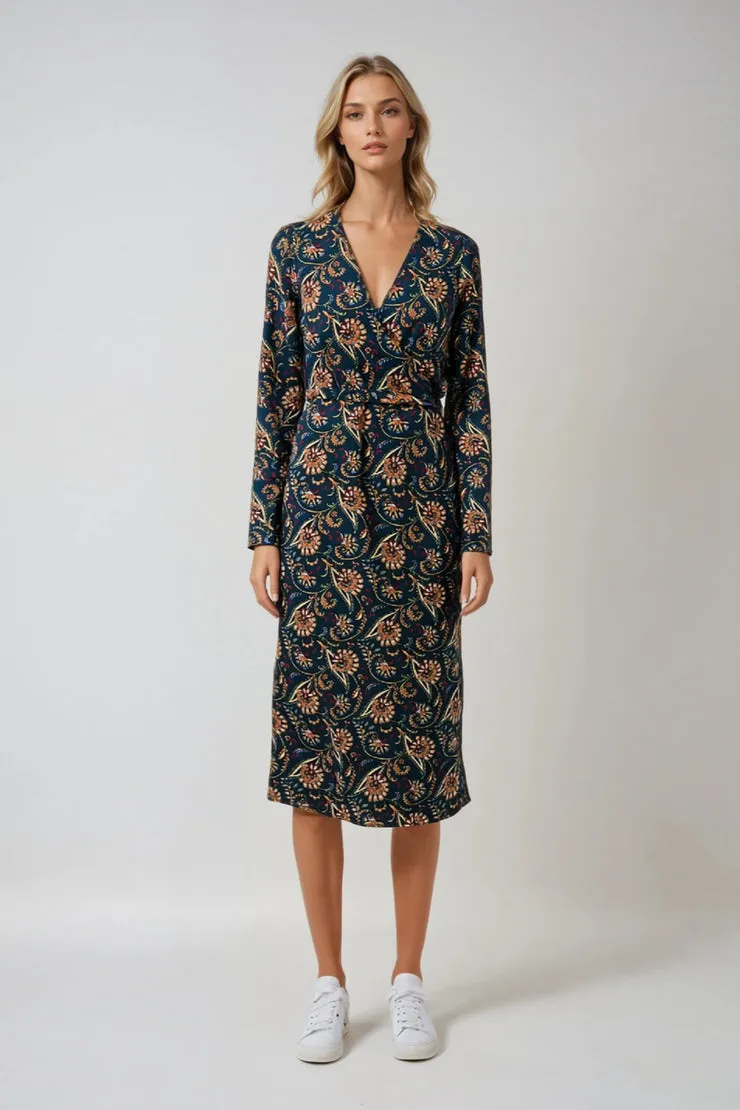 Kelli Wrap Dress in Secret Garden Move Easy Feminine Look