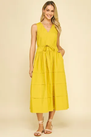 KELLY V-NECK TIERED MIDI DRESS Smart Waist Design KELLY V-NECK TIERED MIDI DRESS Autumn Look Dew Tone
