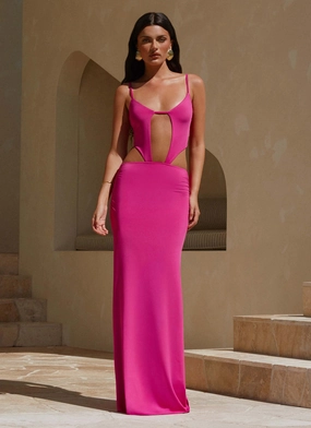 Keyhole Back Headliner Maxi Dress - Fuchsia Headliner Maxi Dress - Fuchsia Bless Touch