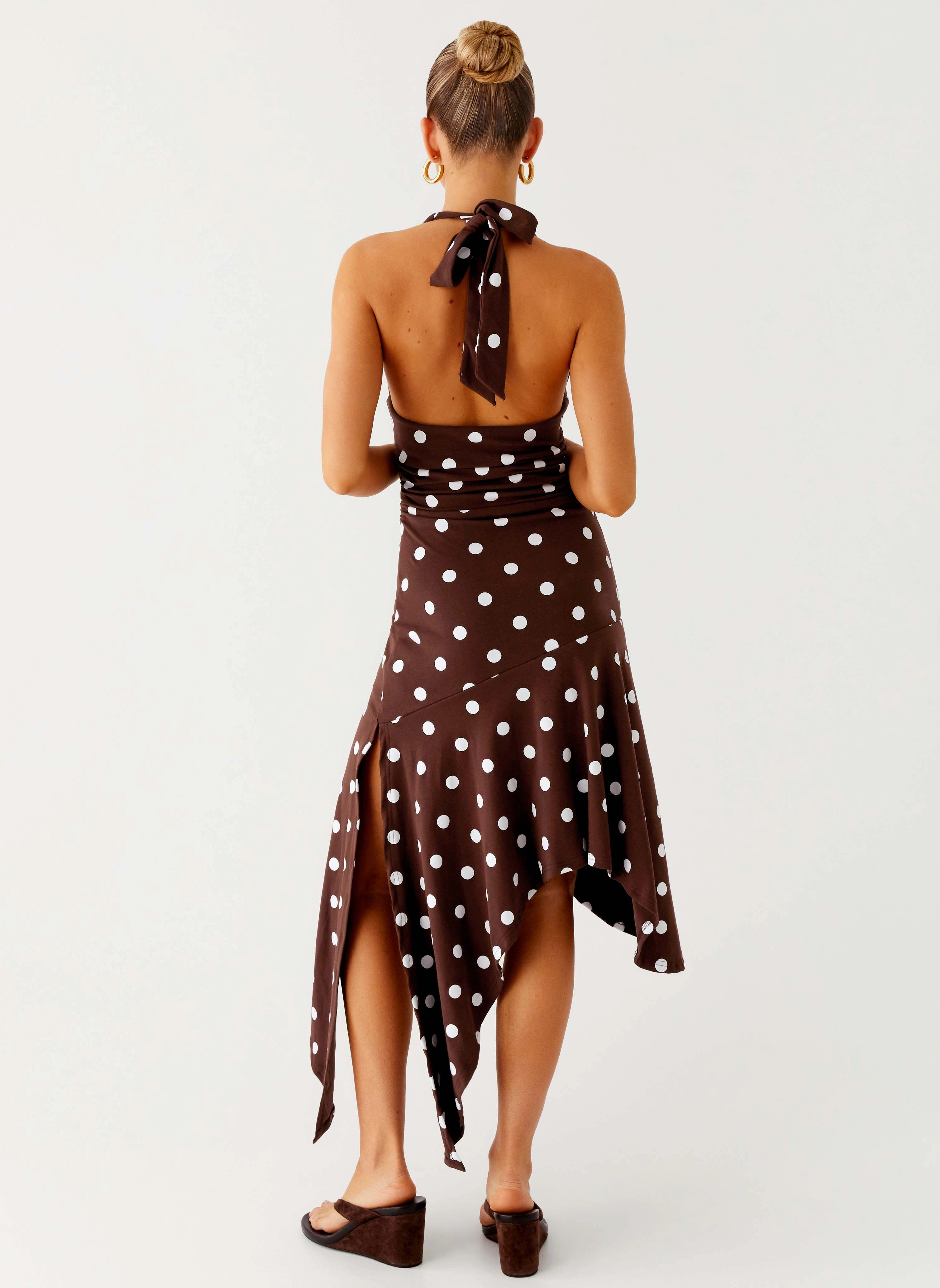 Keylani Halter Midi Dress - Chocolate Cool Elegance Flexible Style