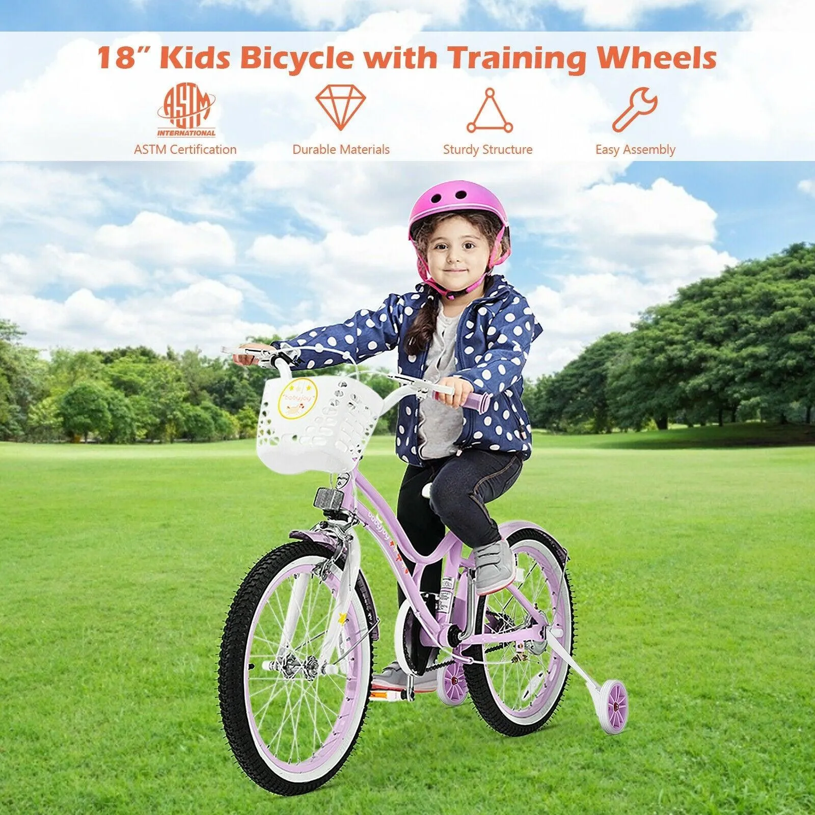 Kids Adjustable Bike TY327932, 18 Inch with Training Wheels