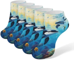 Killer-Whales 5 Pairs Unisex Activewear Ankle Socks Lightweight Low Cut And No Show Socks