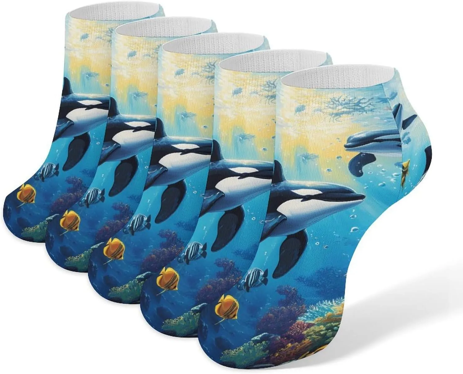 Killer-Whales 5 Pairs Unisex Activewear Ankle Socks Lightweight Low Cut And No Show Socks