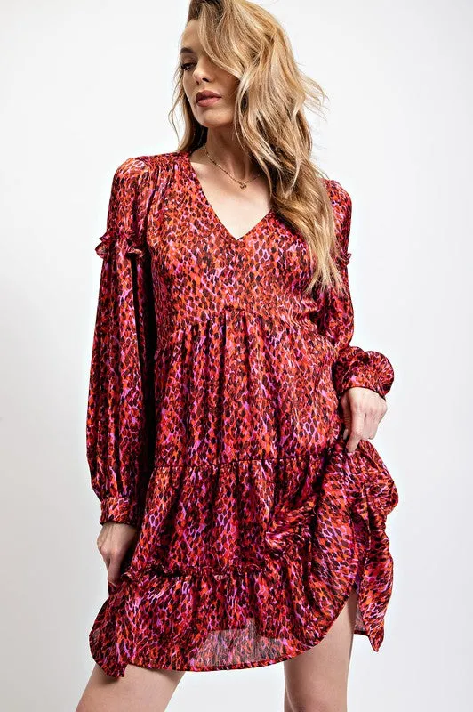 KIM LEOPARD/ANIMAL PRINTED DRESS Embroidered-Detail Quilted-Texture
