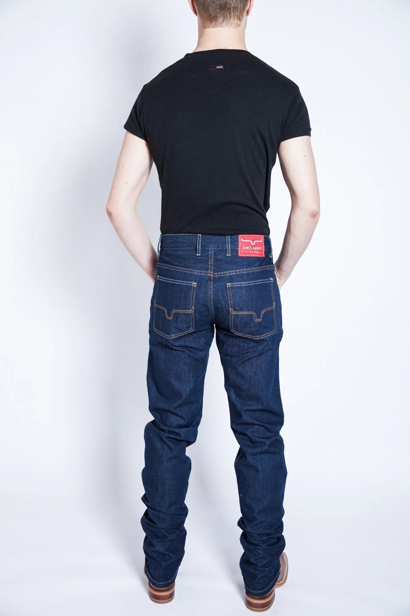 Minimalist Elegant Casual Look Kimes Ranch Mens Cal Jeans Blue 100% Cotton Straight Leg
