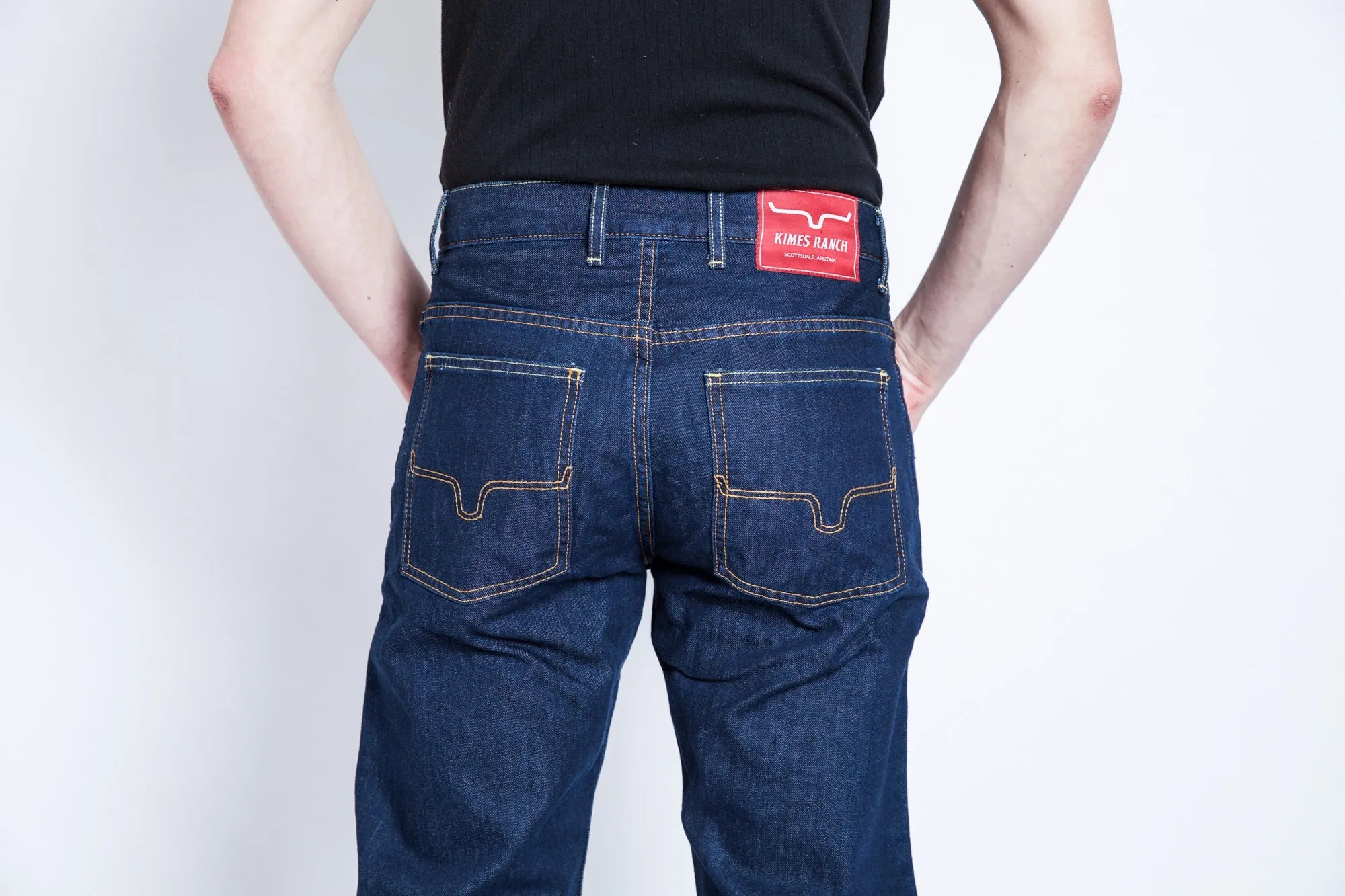 Sharp Silhouette Perfect Length Kimes Ranch Mens Cal Jeans Blue 100% Cotton Straight Leg