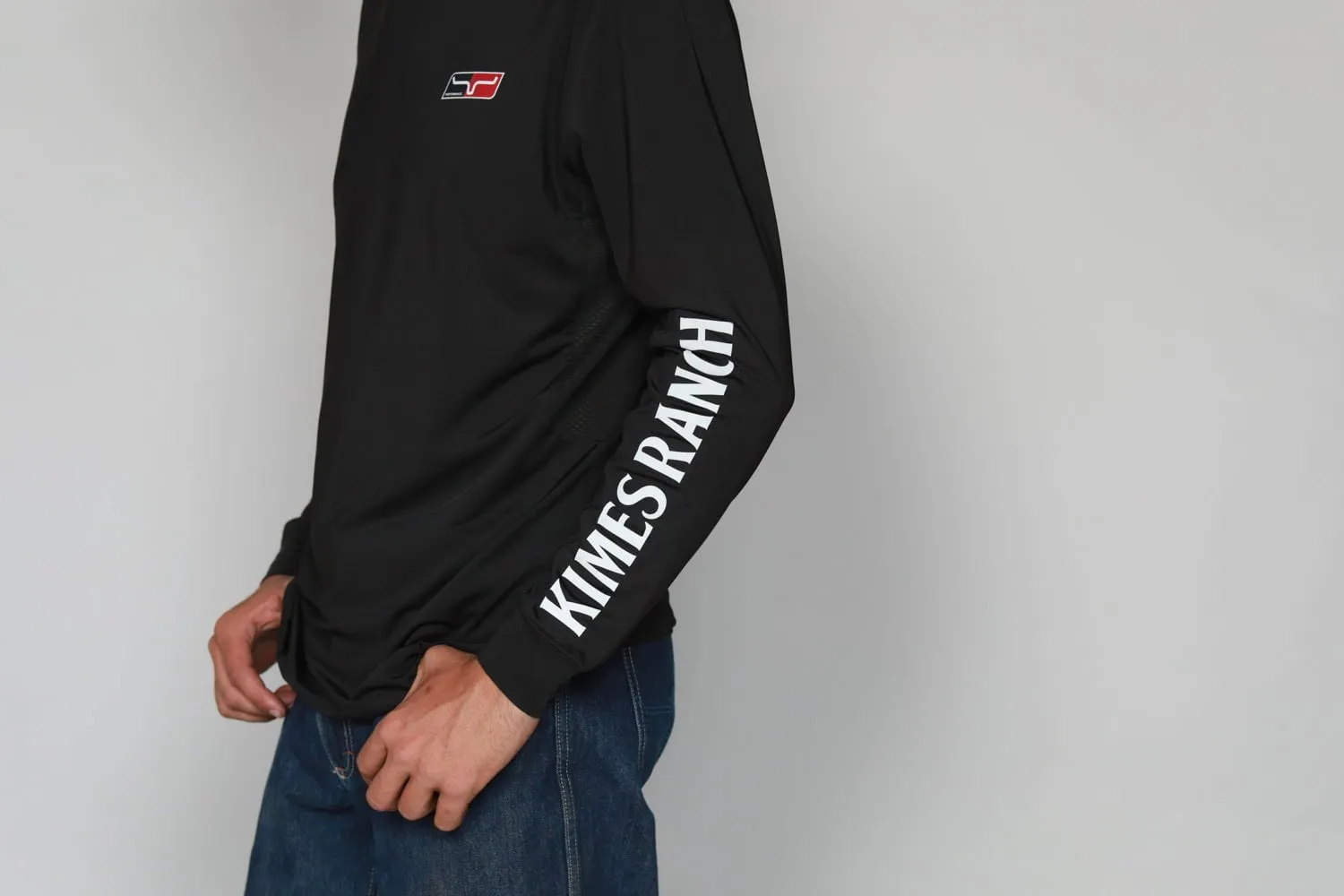 Comfortable Fabric Casual Chic Kimes Ranch Mens K1 Tech Tee Black Polyester Blend L/S T-Shirt