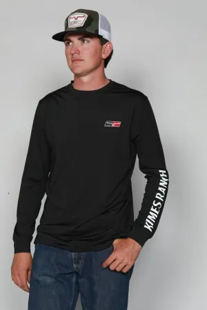 Kimes Ranch Mens K1 Tech Tee Black Polyester Blend L/S T-Shirt Anti-bacterial Edgy style Kimes Ranch Mens K1 Tech Tee Black Polyester Blend L/S T-Shirt