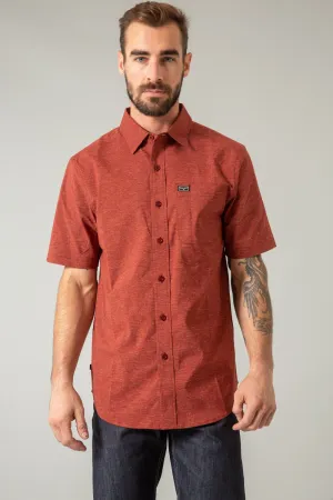 Kimes Ranch Mens Linville Solid Red Cotton blend S/S Shirt Linen feel Kimes Ranch Mens Linville Solid Red Cotton blend S/S Shirt Sporty Design