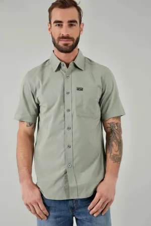 Kimes Ranch Mens Linville Solid Sage Cotton Blend S/S Shirt Silk Touch Stretchable Material Ultra Soft Interior Kimes Ranch Mens Linville Solid Sage Cotton Blend S/S Shirt