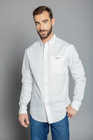 Kimes Ranch Mens Team Shirt White Cotton Blend L/S Shirt Four Way Stretch Technology Odorless Binding Tape Cozy Wear Kimes Ranch Mens Team Shirt White Cotton Blend L/S Shirt