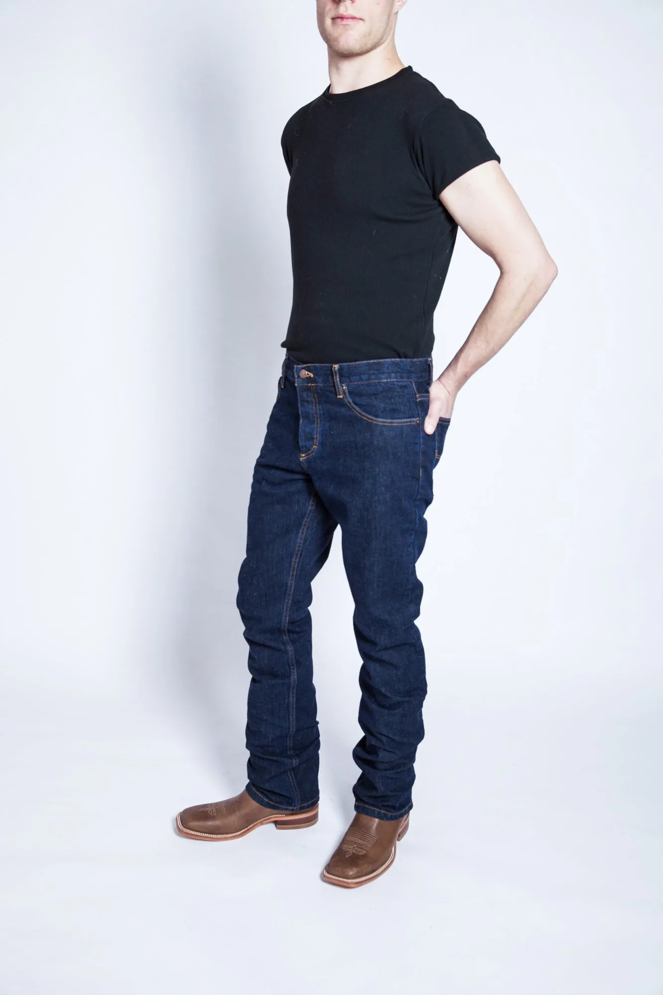 Easy Fit Design Elegant Formal Kimes Ranch Mens Wayne Jeans Blue Cotton Blend Slim Fit