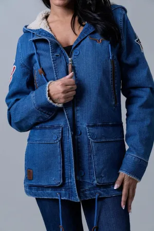 Kimes Ranch Womens AWA Light Wash Indigo Cotton Blend Cotton Jacket Cozy Fit Easy Match Shopping Day Outdoor Enthusiast Kimes Ranch Womens AWA Light Wash Indigo Cotton Blend Cotton Jacket