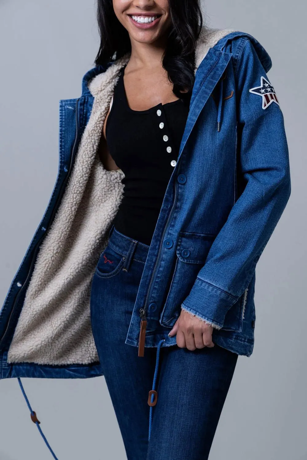 Kimes Ranch Womens AWA Light Wash Indigo Cotton Blend Cotton Jacket Style Neutral Fit Focus