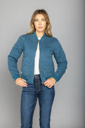 Kimes Ranch Womens Bronc Bomber Dark Blue 100% Cotton Jacket Garment Dyed Finish Kimes Ranch Womens Bronc Bomber Dark Blue 100% Cotton Jacket Universal Look All Body Fit