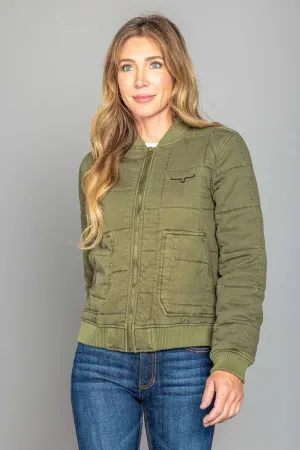 Kimes Ranch Womens Bronc Bomber Sage 100% Cotton Jacket Relaxed Energy Kimes Ranch Womens Bronc Bomber Sage 100% Cotton Jacket On The Move