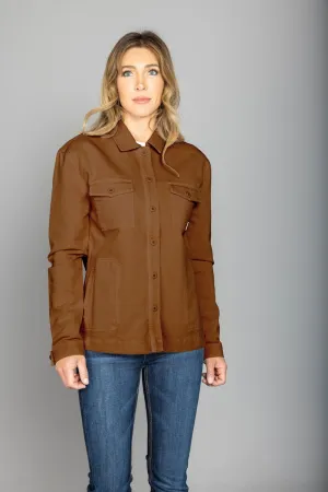 Kimes Ranch Womens Cloverleaf Shirt Work Wear Brown 100% Cotton Jacket Quality Feel Travel Outfit Student Outfit Lightweight Formal Fashion Lover Kimes Ranch Womens Cloverleaf Shirt Work Wear Brown 100% Cotton Jacket