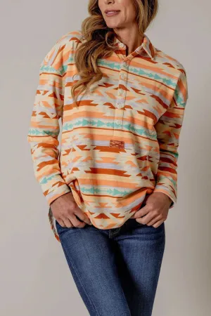 Kimes Ranch Womens Judith Orange Cotton Blend L/S Tunic Non Irritating Stitching Flexible Material Kimes Ranch Womens Judith Orange Cotton Blend L/S Tunic