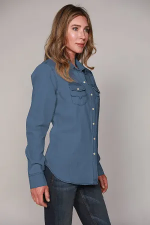 Kimes Ranch Womens Kaycee Top Dark Denim Cotton Blend L/S Shirt Short Sleeve Kimes Ranch Womens Kaycee Top Dark Denim Cotton Blend L/S Shirt Statement Maker