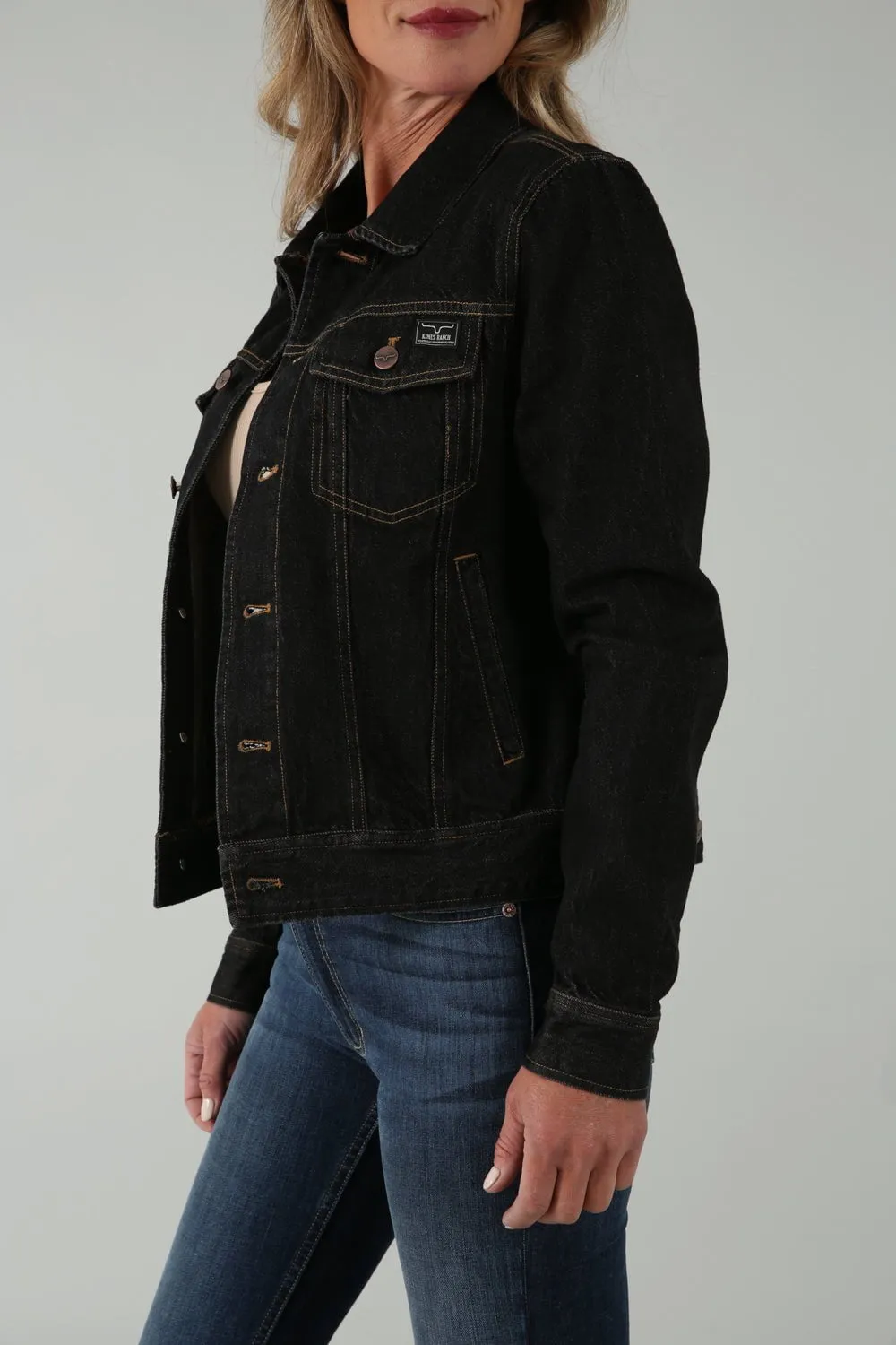 Kimes Ranch Womens Langley Trucker Black 100% Cotton Jacket Easy Fit Design