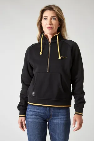 Kimes Ranch Womens Malta Cropped Quarter Zip Black Cotton Blend Sweatshirt Ultra light Classic Wear Morning Stroll Light Wear Kimes Ranch Womens Malta Cropped Quarter Zip Black Cotton Blend Sweatshirt