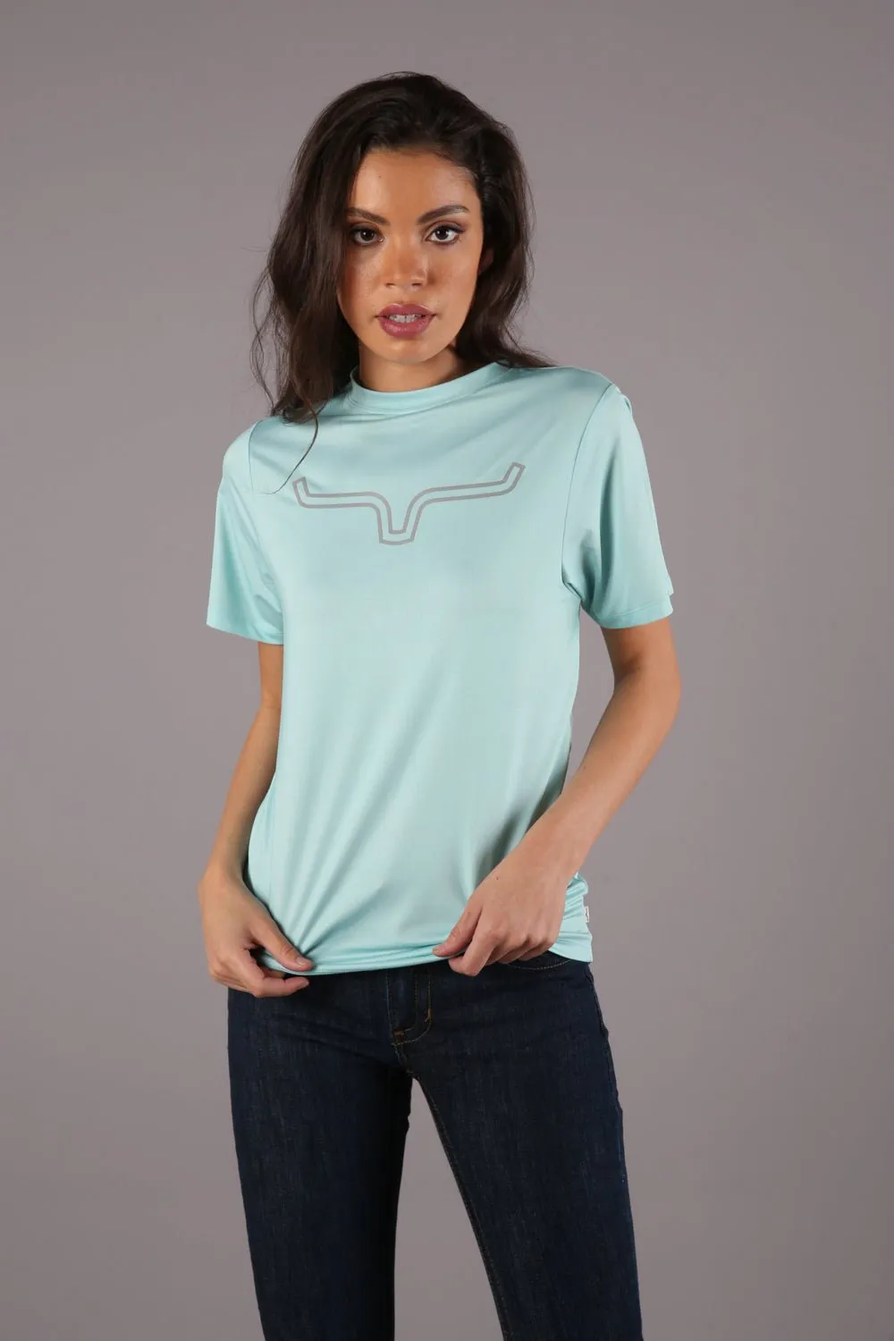 Kimes Ranch Womens Outlier Tech Tee Aqua Cotton Blend S/S T-Shirt Plus Size Timeless Style