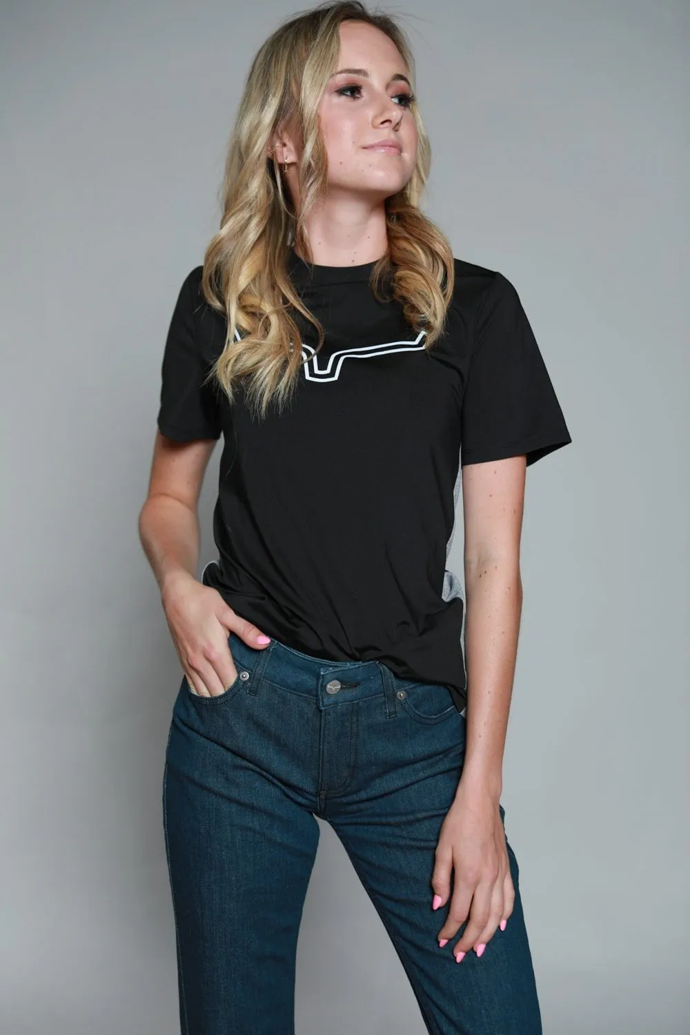 Weekend Wear Kimes Ranch Womens Phase 2 Tech Tee Black Polyester Blend S/S T-Shirt