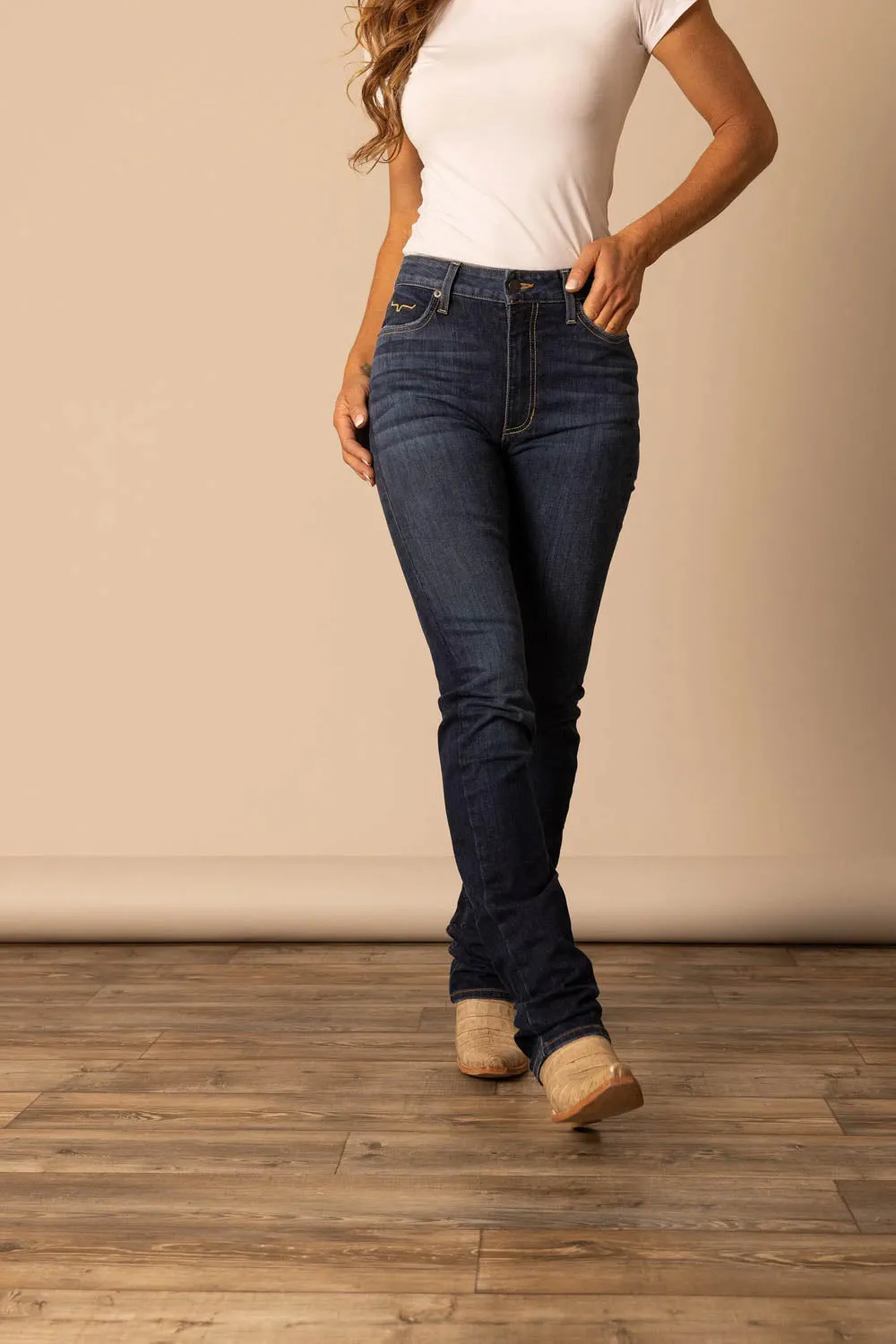 Trendy Fit Vintage Lover Loose Kimes Ranch Womens Sarah Blue Cotton Blend Jeans