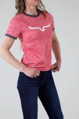 Kimes Ranch Womens Steadfast Ringer Tee Red Heather Poly/Spandex S/S T-Shirt Low Profile Buttons Earthy Palette Polished Finish Kimes Ranch Womens Steadfast Ringer Tee Red Heather Poly/Spandex S/S T-Shirt
