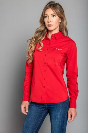 Kimes Ranch Womens Team Shirt Red Cotton Blend L/S Shirt Cool Fashion Weekend Vibes Kimes Ranch Womens Team Shirt Red Cotton Blend L/S Shirt