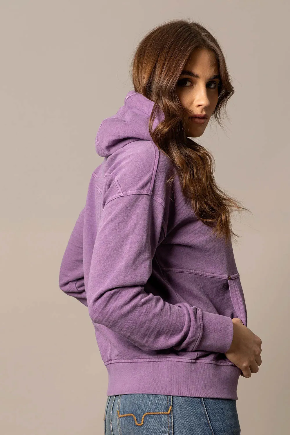 Kimes Ranch Womens Tess Western Lavender Cotton Blend Hoodie Modern Textured