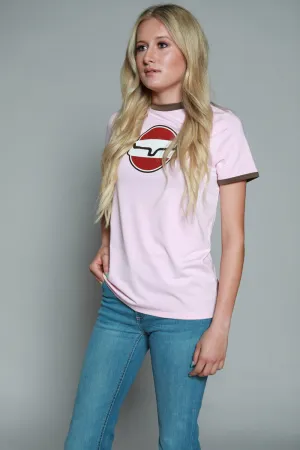 Kimes Ranch Womens Union Made Ringer Tee Blush Polyester S/S T-Shirt Trendy Prints Seamless Shoulder Polo Style Kimes Ranch Womens Union Made Ringer Tee Blush Polyester S/S T-Shirt