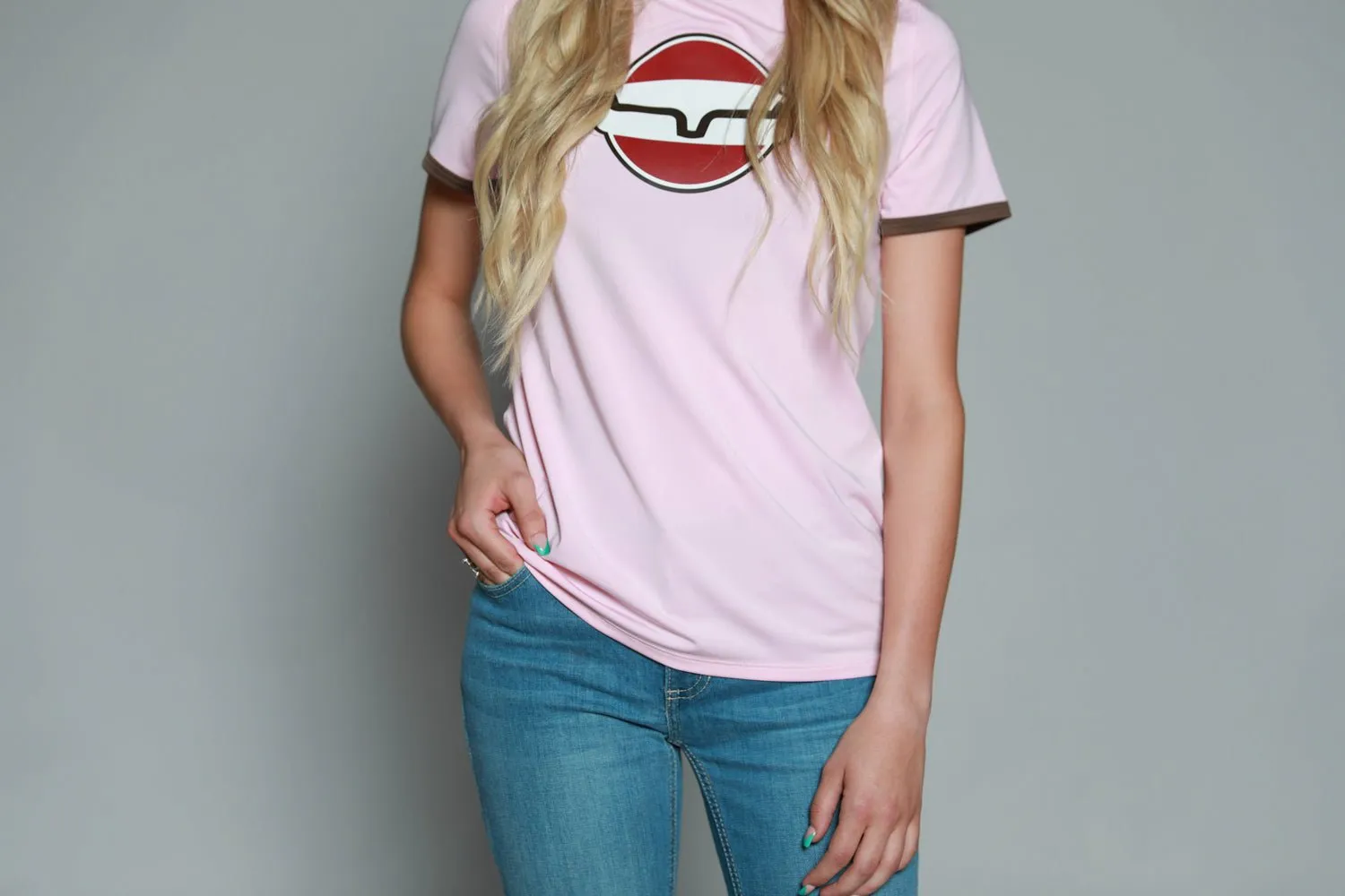 Kimes Ranch Womens Union Made Ringer Tee Blush Polyester S/S T-Shirt Beach Attire Classic Wear
