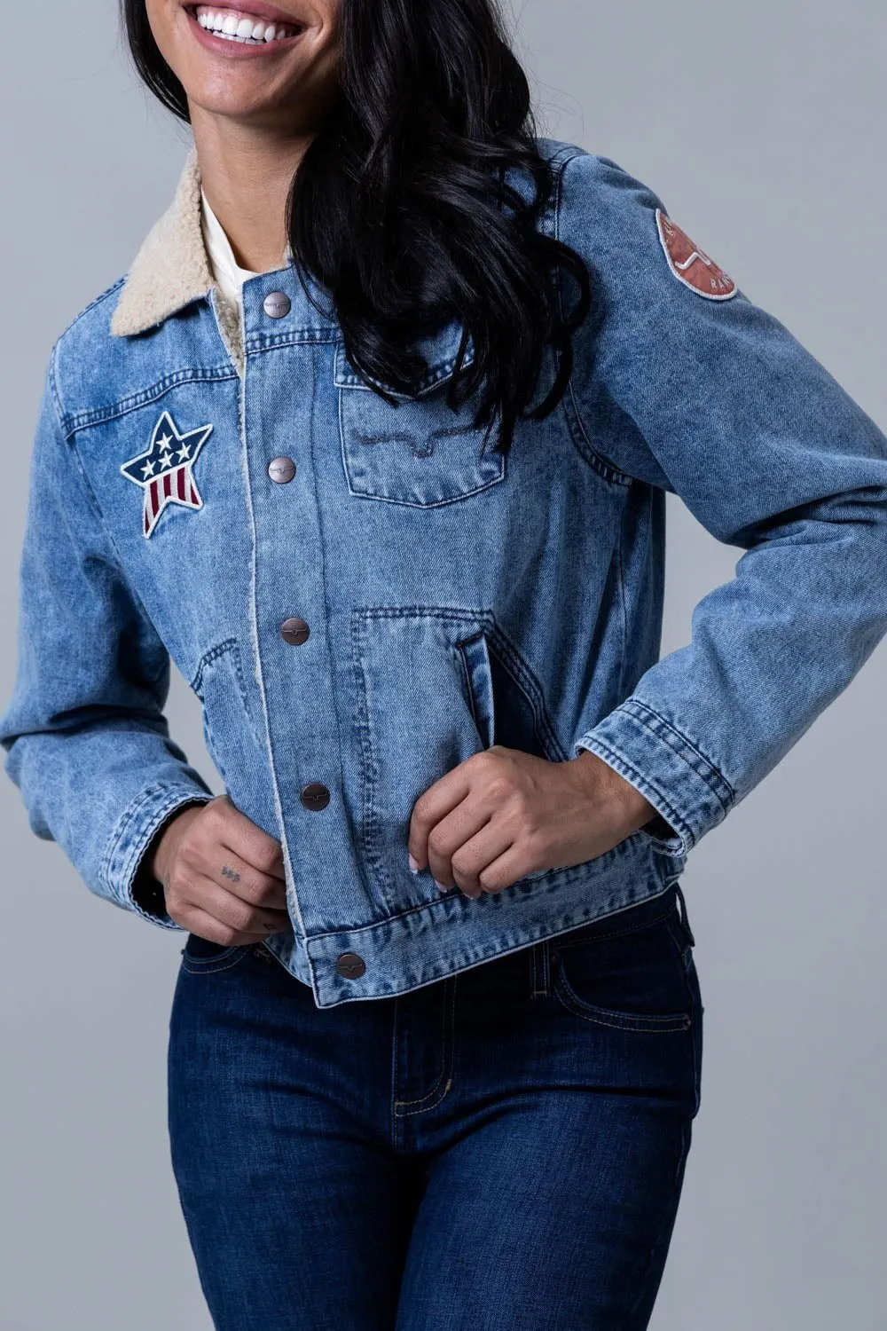 Bold Look Professional Wear Kimes Ranch Womens Vaquero Trucker Denim 100% Cotton Jacket