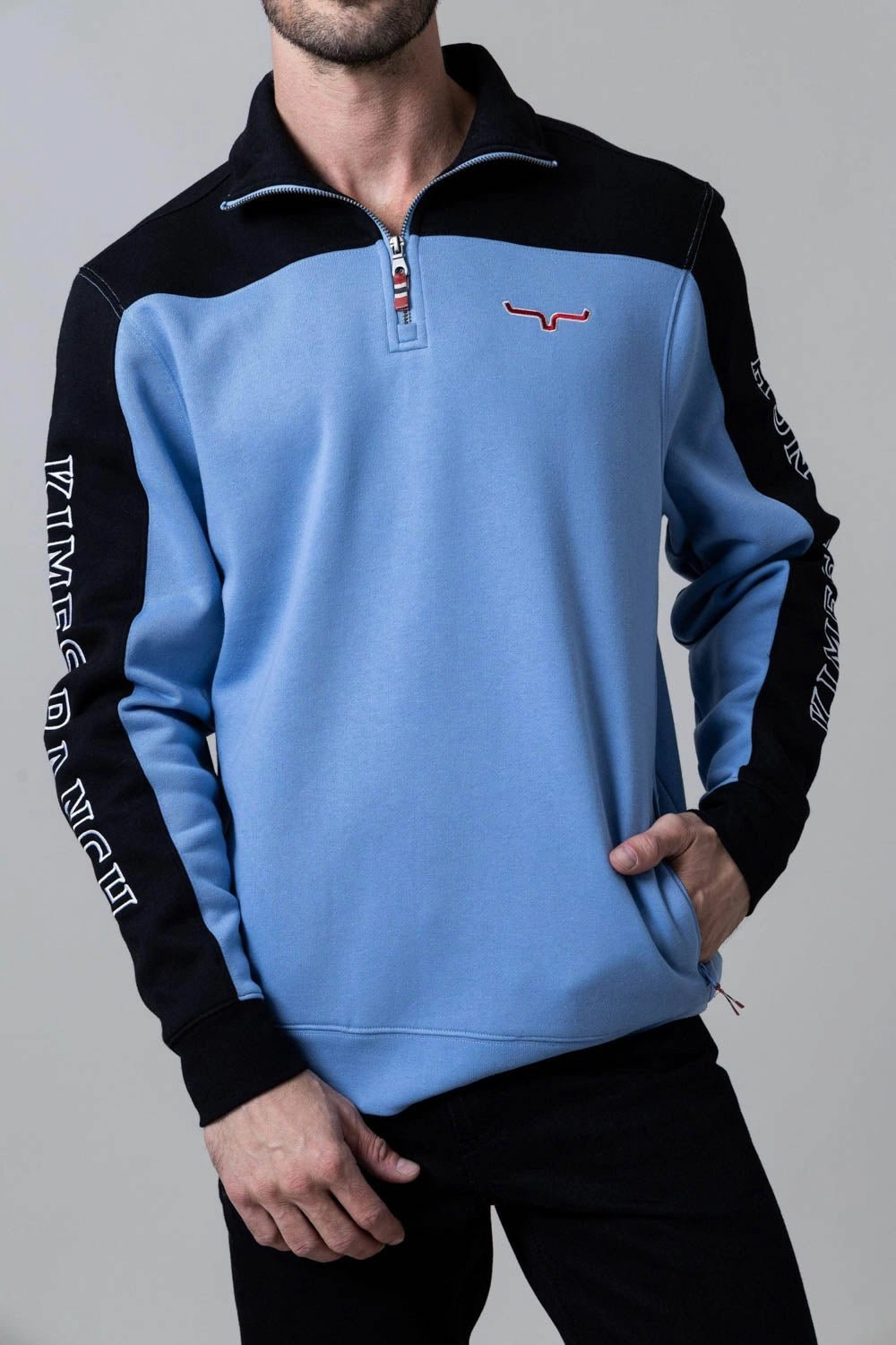 Quick Dry Technology Pastel Shade Kimes Ranch Mens Competitor Light Blue Poly/Cotton 1/4 Zip Sweater