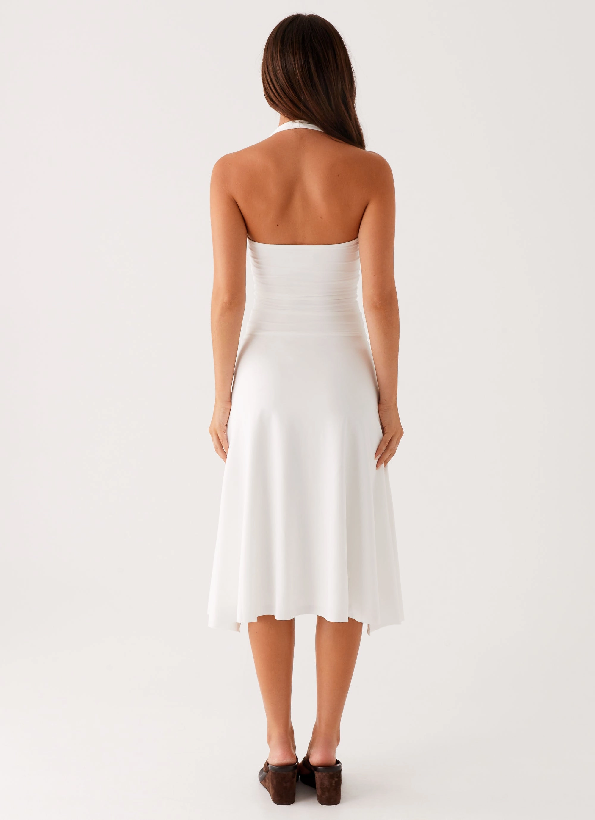 Klyne Midi Dress - Ivory Comfy Flex Embroidered-Sleeve