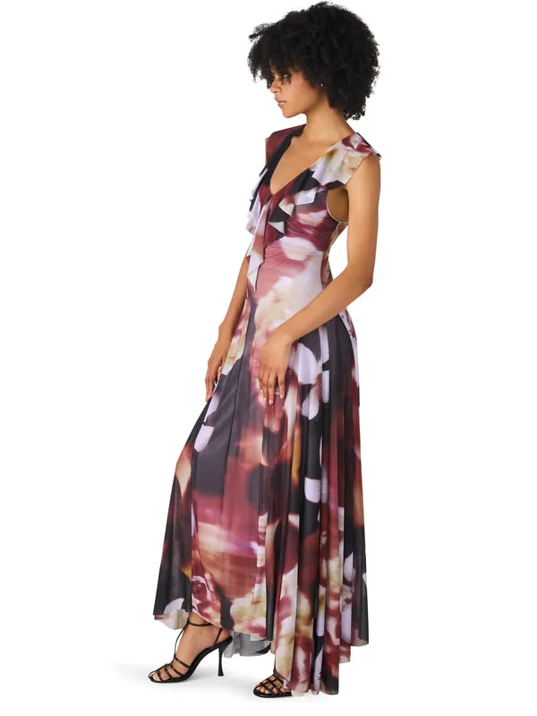 Floral Swing Frayed-Edge Kora Dress in Mesa Rose