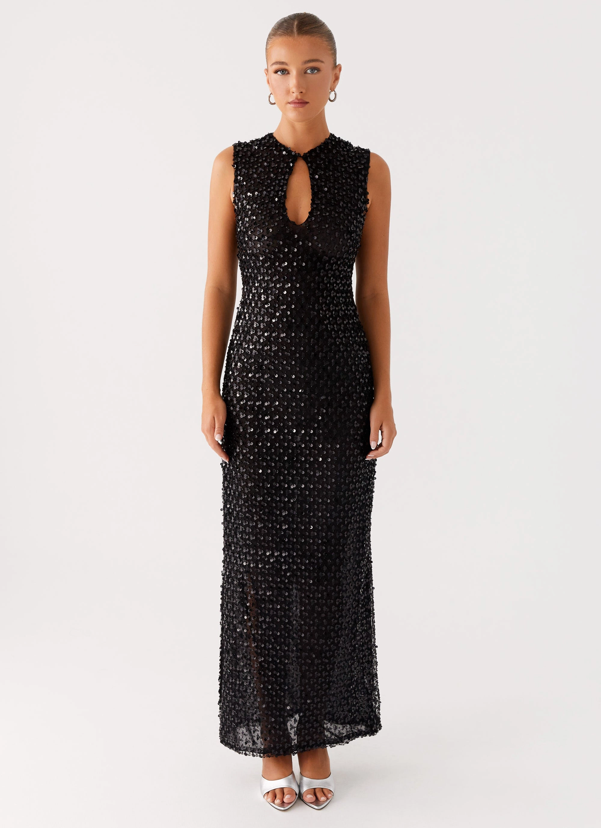 Kore Sequin Maxi Dress - Black Flattering bodycon dress Neutral Form