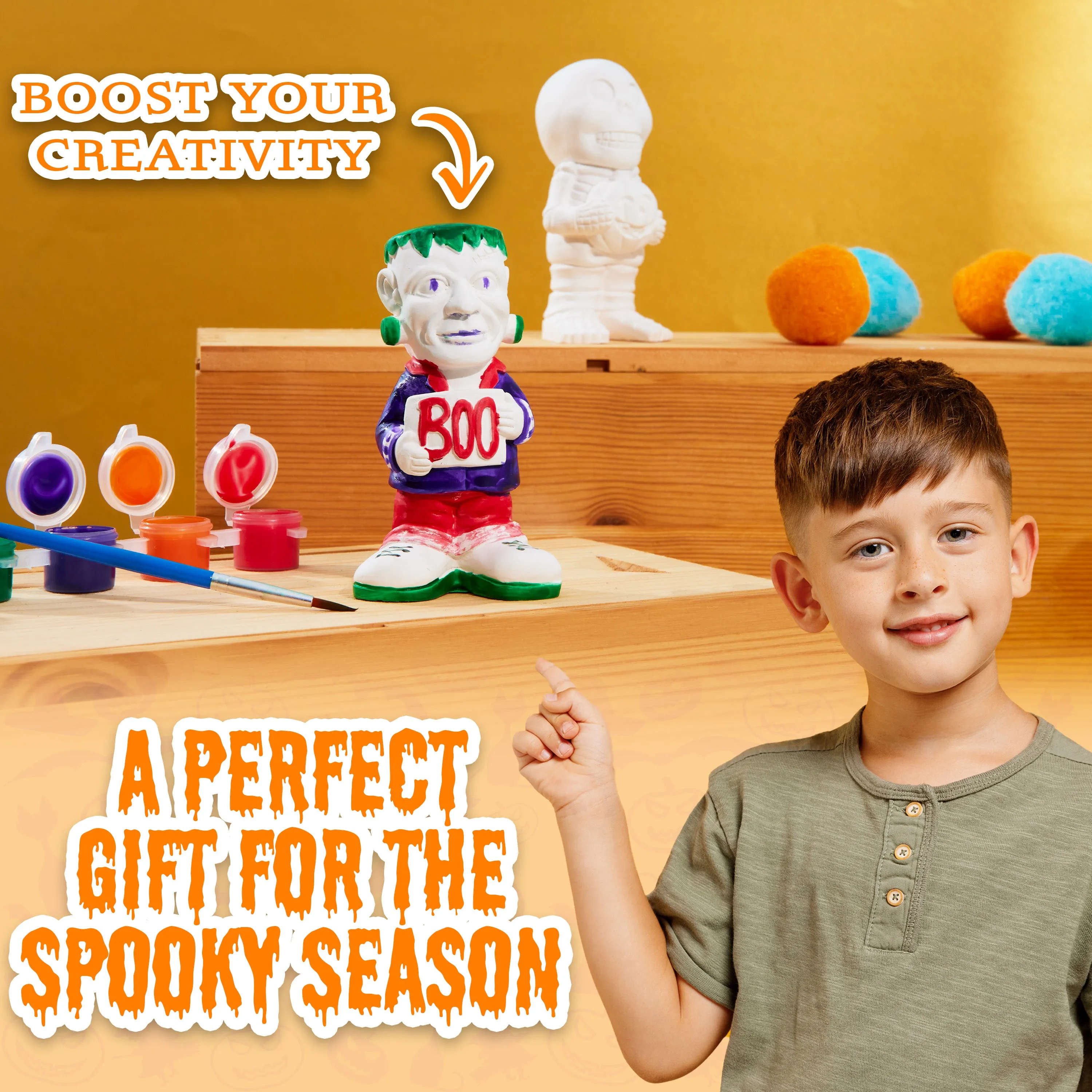 KreativeKraft Kids Painting Set Halloween Decorations - Paint Your Own Sets for Kids (Set of 3)