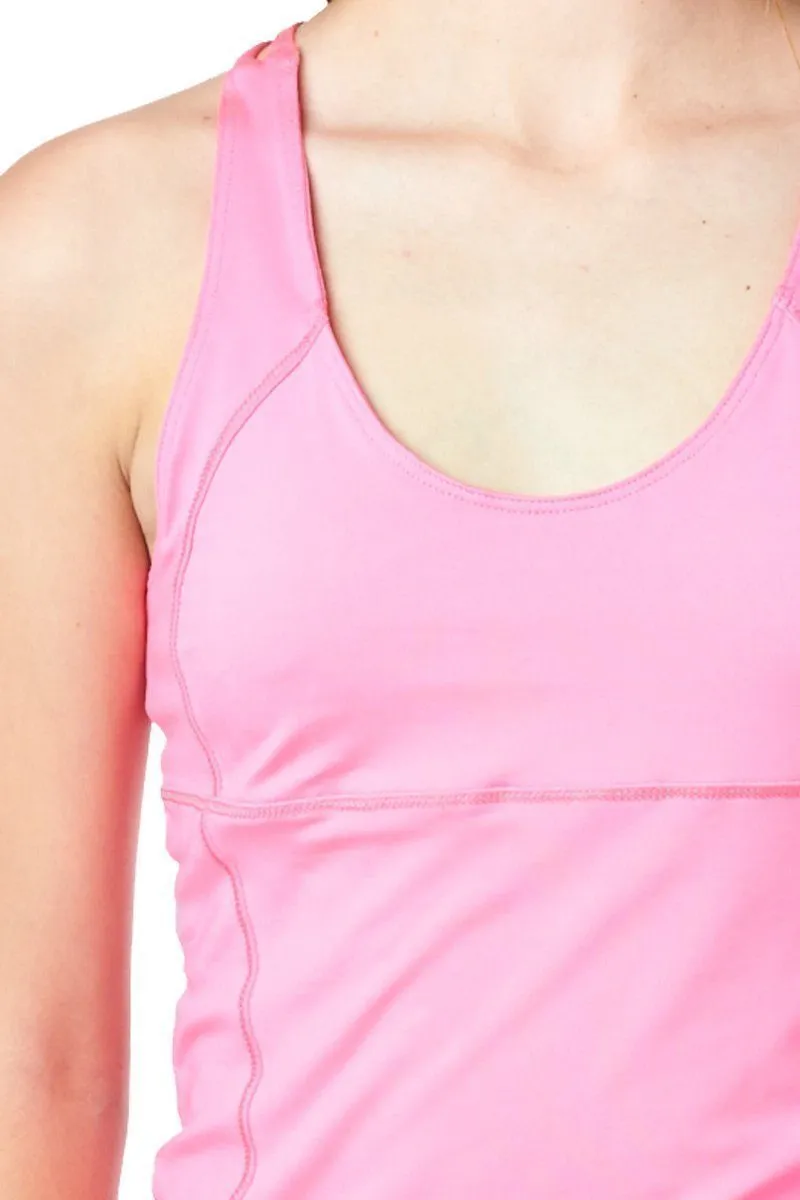 LA Society Women's Yoga Fitness Pink/Black Racerback Sleeveless Tank Top and Yoga Legging Pants