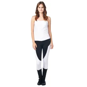 LA Society Women's Yoga Fitness White/Black Racerback Sleeveless Tank Top and Yoga Legging Pants