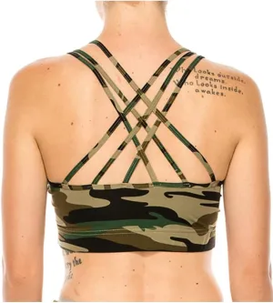 LA12ST Women Strappy Sports Bra Crisscross Back High Impact Padded Yoga Workout Gym Activewear Bra