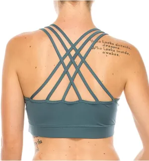 LA12ST Women Strappy Sports Bra Crisscross Back High Impact Padded Yoga Workout Gym Activewear Bra