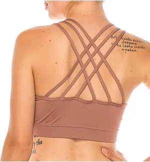 LA12ST Women Strappy Sports Bra Crisscross Back High Impact Padded Yoga Workout Gym Activewear Bra