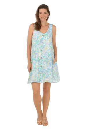Lace Up Front Watercolor Petal Button-Front Sleeveless Dress Watercolor Petal Button-Front Sleeveless Dress Light Volume Minimal Curve