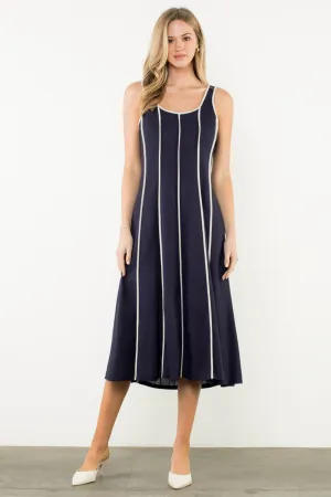 LACY VERTICAL TRIM SLEEVELESS MIDI DRESS Faded Finish LACY VERTICAL TRIM SLEEVELESS MIDI DRESS Office Layer Inclusive Fit