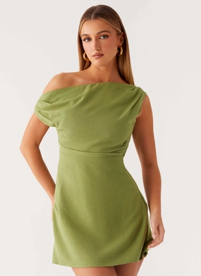 Lady Love Linen Mini Dress - Cactus Stylish Garments retro-style Lady Love Linen Mini Dress - Cactus